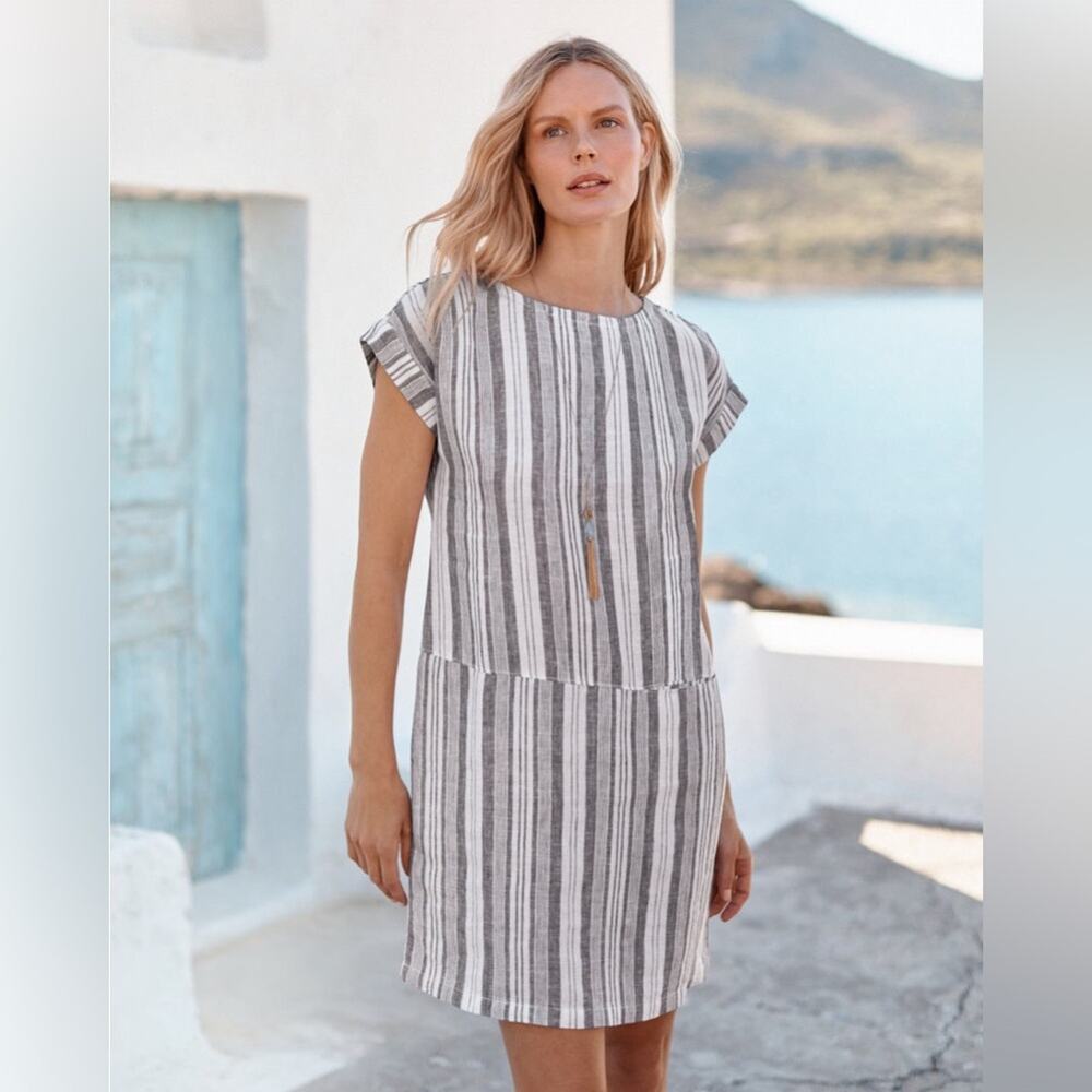 Garnet Hill Meraki Linen Dress 100% European‎ Flax Linen size medium